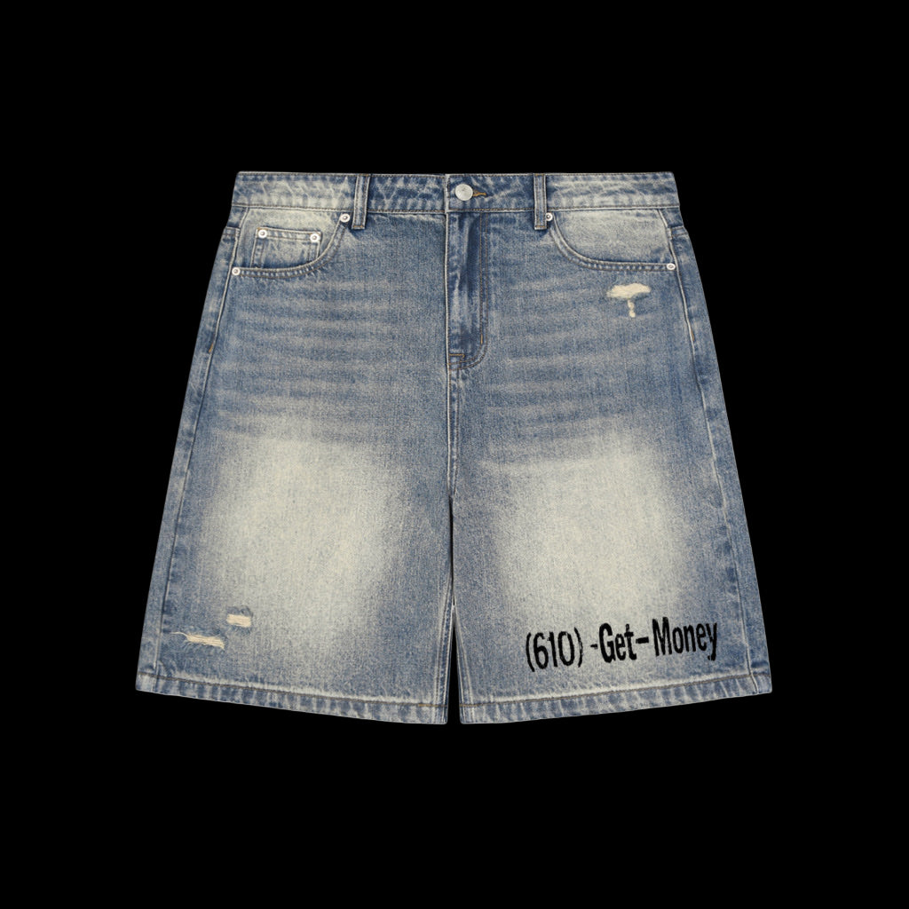 (610)-Get-Money Denim Shorts